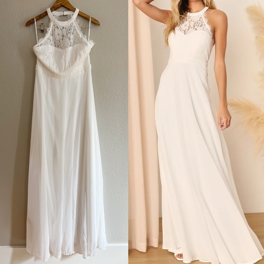 Dance All Evening White Lace Maxi Dress NWOT large